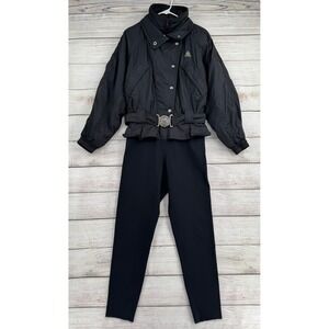 Colmar Snowsuit Women 10 Black Vintage Belted Made in Italy Ski One Piece Suit